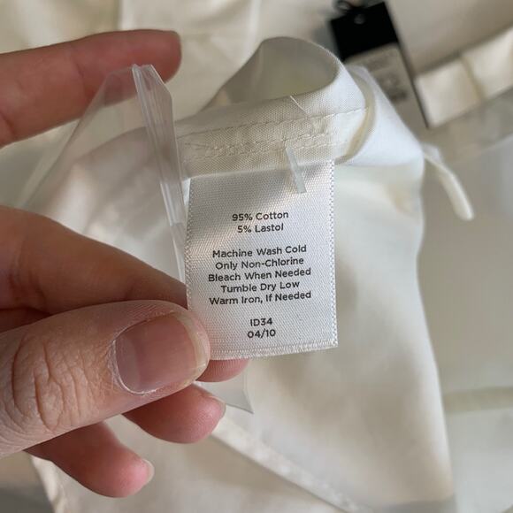 Talbots Blouse Womens 8 Cream Stretch Ruffle Frill Poplin Long Sleeve Shirt - Picture 12 of 14